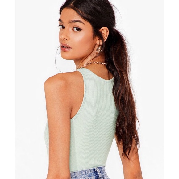 Nasty Gal Racer High-Leg Ribbed Bodysuit Size: 2 - Picture 2 of 10